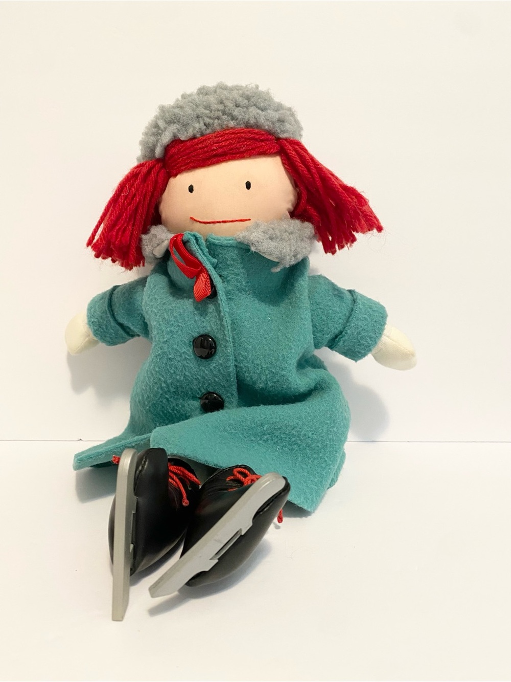 Madeline Plush Soft Doll Ice Skating Outfit Vintage 1990 Eden 90s Stuffed Toy